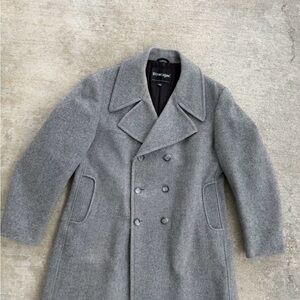 Vintage Stratojac Wool Double Breasted Coat Mens 46 Military Pea Coat Gray
